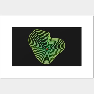 Curves in green on black. Posters and Art